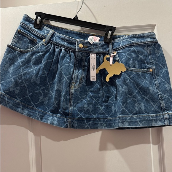 PINK Victoria's Secret Dresses & Skirts - NWT LOVESHACKFANCY x PINK Denim Mini Skirt with bows